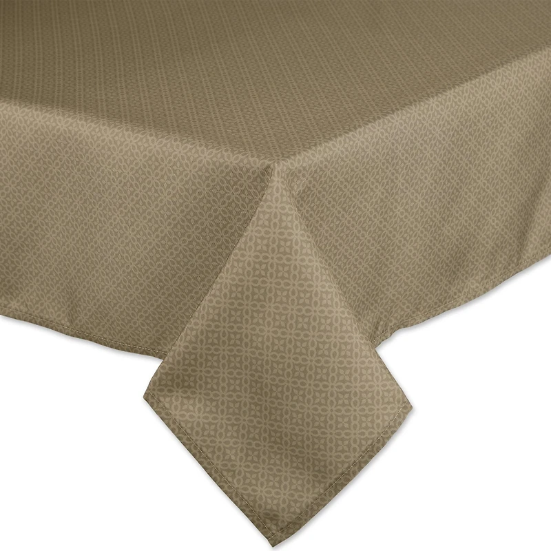 Stone Tonal Lattice Print Outdoor Tablecloth With Zipper 60" x 120"