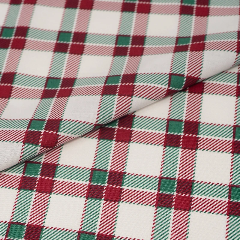 SINGER Christmas Red & Green Plaid Cotton Fabric