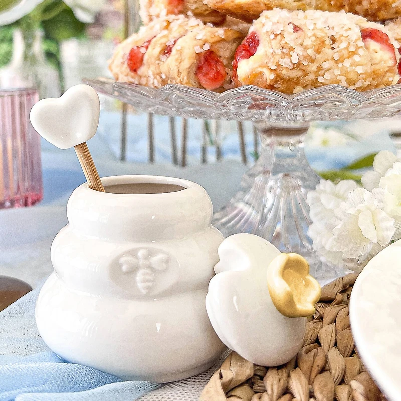 Kate Aspen® Bee Hive Ceramic Mini Honey Jar & Dipper Set, 2ct.