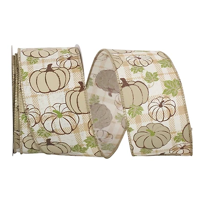 Reliant 2.5"x 10yd. Twill Wired Edge Pumpkin Plaid Ribbon