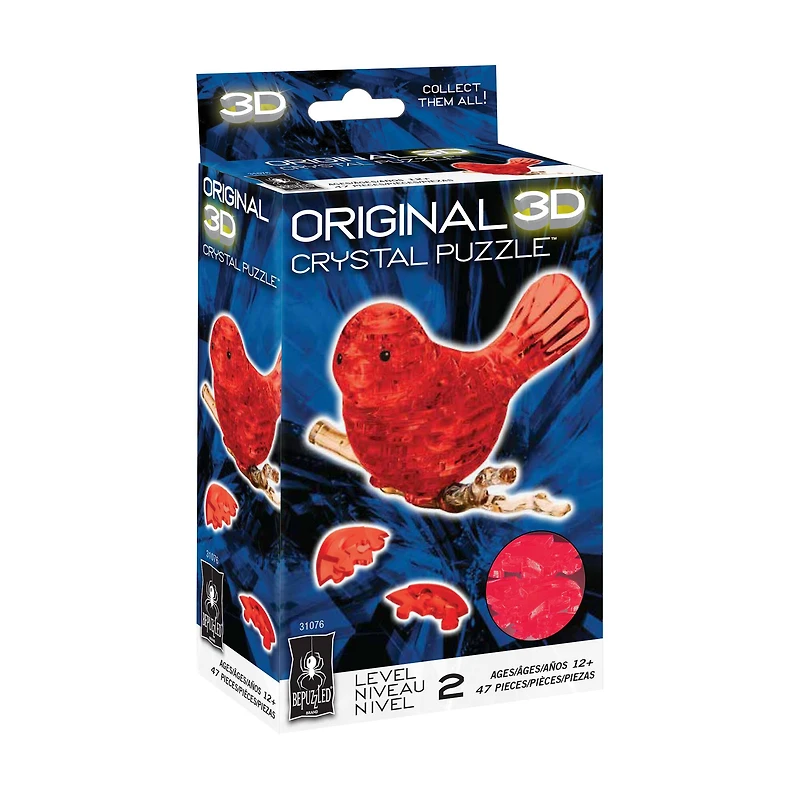 BePuzzled® Original 3D Crystal Puzzle™ Red Bird 47 Piece Puzzle