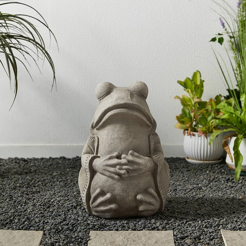 Glitzhome® 16.75" Faux Concrete Zen-Style Frog Garden Statue