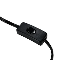 Hello Honey® 2ft. Black & Natural Mango Wood Abstract Shaped Table Lamp with Cotton Shade & Inline Switch