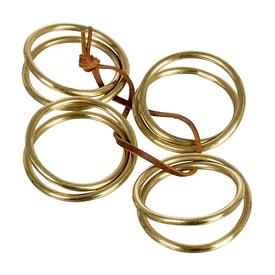 Hello Honey® Modern Round Brass Napkin Rings with Leather Tie Set
