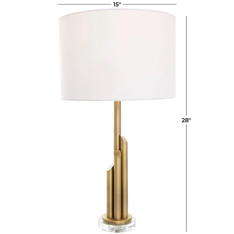 2ft. Gold Metal Abstract Tiered Pillar Accent Lamp with Glass Base