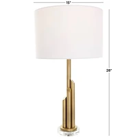 2ft. Gold Metal Abstract Tiered Pillar Accent Lamp with Glass Base