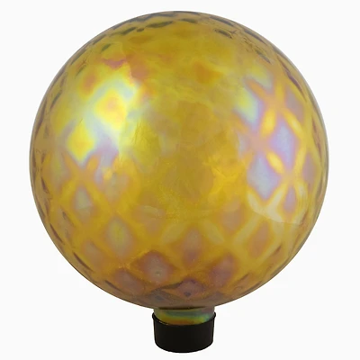 10" Dimpled Amber Iridescent Glass Garden Gazing Ball