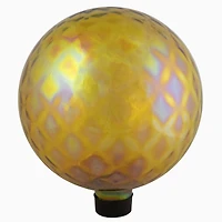 10" Dimpled Amber Iridescent Glass Garden Gazing Ball