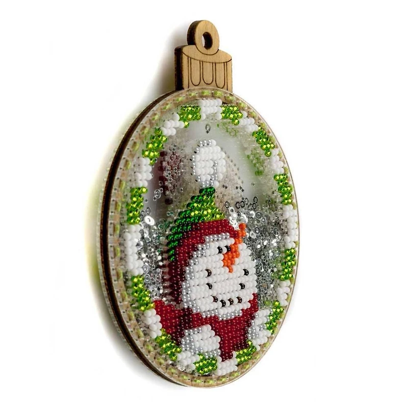Wonderland Crafts Snowman & Santa Ball Ornament Bead Embroidery Kit