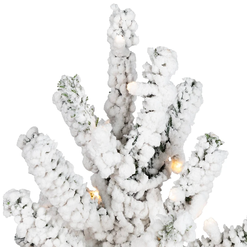 7.5ft. Pre-Lit Medium Flocked IPT Artificial Garden Christmas Tree, Warm White LED Lights