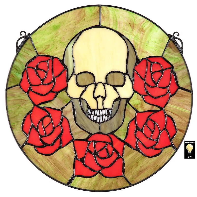 Design Toscano Beauty & Decay Gothic Skull Stained Glass Window