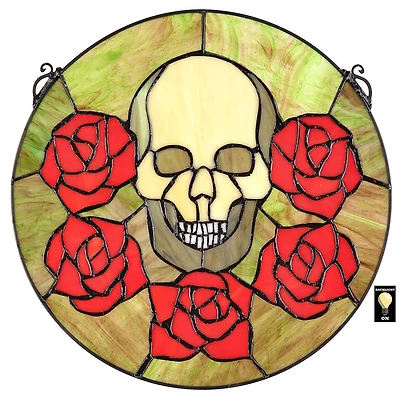 Design Toscano Beauty & Decay Gothic Skull Stained Glass Window