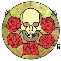 Design Toscano Beauty & Decay Gothic Skull Stained Glass Window