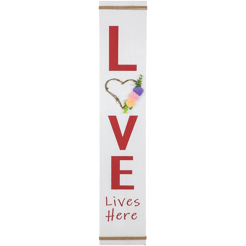 39.25" Valentine's Day Love Lives Here Wooden Porch Board Sign