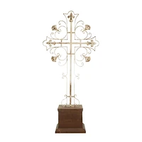 30" White Iron French Country Cross