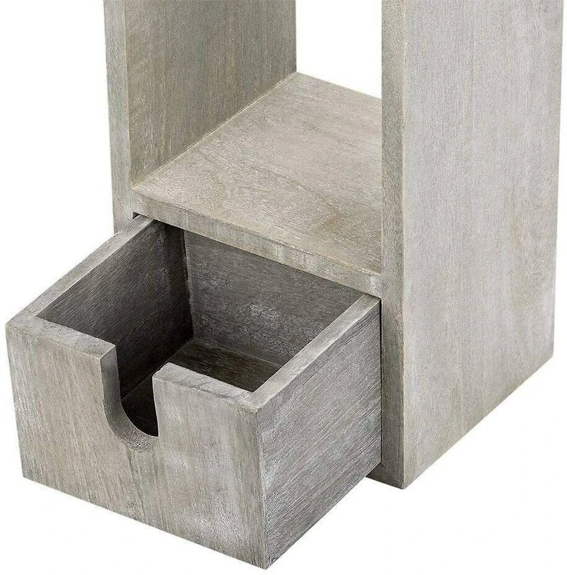 Rustic Gray Freestanding Wood Toilet Paper Holder