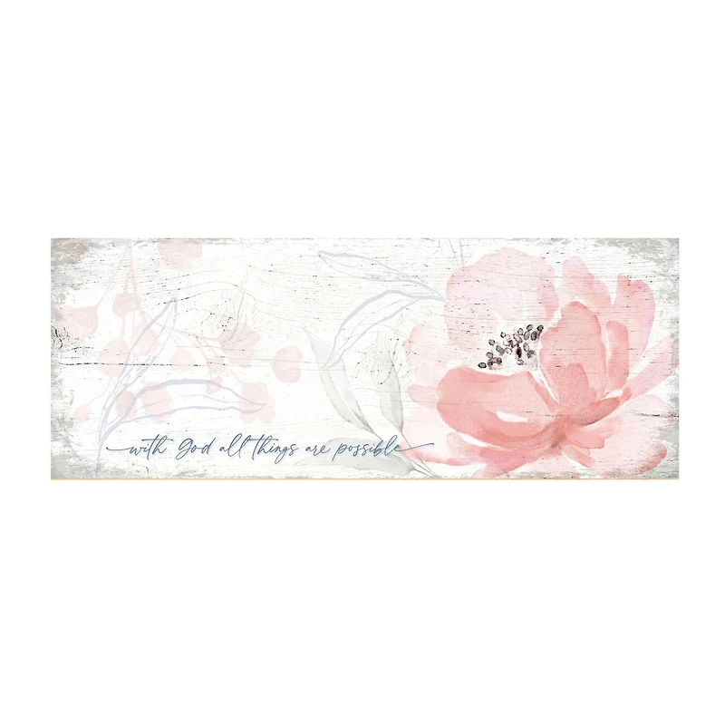 6" x 15.75" With God All Things Wood Plaque