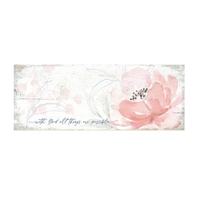 6" x 15.75" With God All Things Wood Plaque