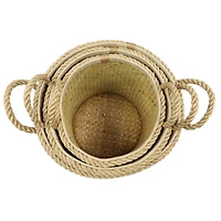White Seagrass Coastal Storage Basket Set