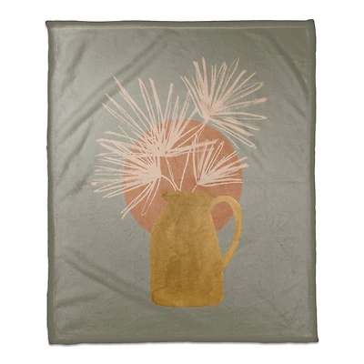 Sunkist Vase Coral Fleece Throw Blanket
