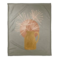 Sunkist Vase Coral Fleece Throw Blanket