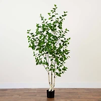 6ft. Potted Green Artificial Birch Tree with Real Touch Leaves