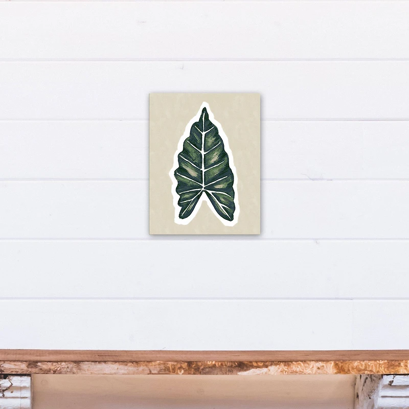 Tropical Leaf With Navy  11" x 14" Canvas Wall Art