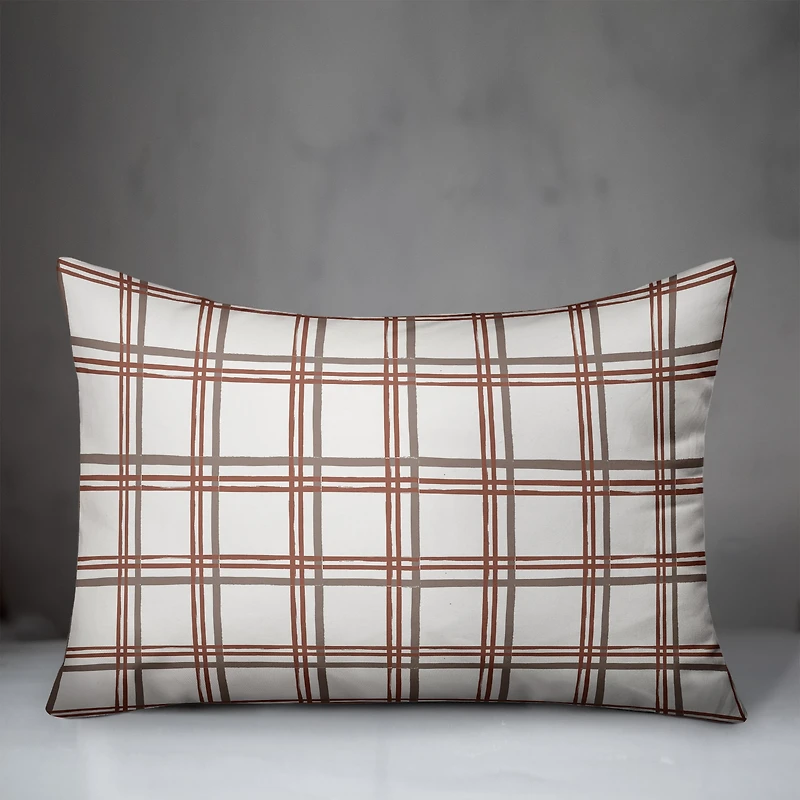 White & Red Holiday Plaid Throw Pillow