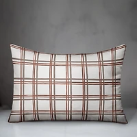 White & Red Holiday Plaid Throw Pillow