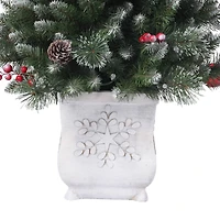 4.5ft. Pre-Lit Frosted Ithica Pine Artificial Potted Christmas Tree, Soft White C3 LED Lights