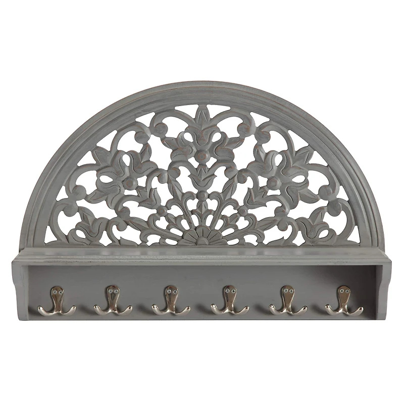 Habitat Round Decorative Gray Carved Wall Hanging