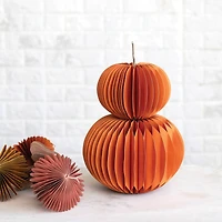 Hello Honey® 9" Orange Paper Folding Honeycomb Pumpkin with Twig Stem
