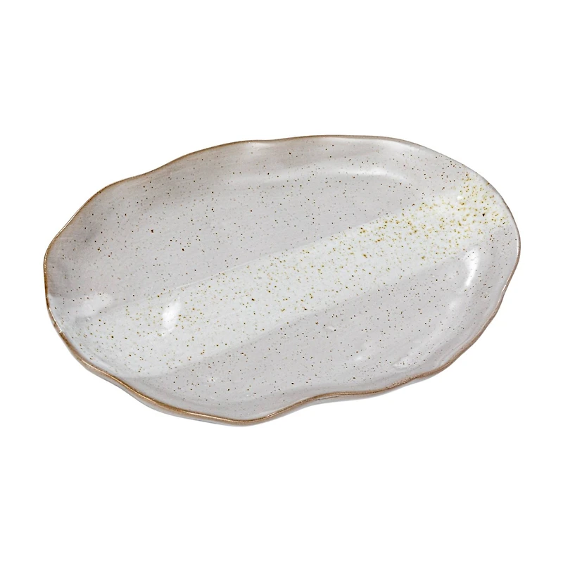 Hello Honey® 7.75" Cream Stoneware Organic Shaped Plate, 4ct.