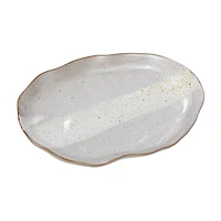 Hello Honey® 7.75" Cream Stoneware Organic Shaped Plate, 4ct.