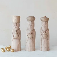 Hello Honey® 15" Hand-Carved Mango Wood Wise Men Sculpture Set