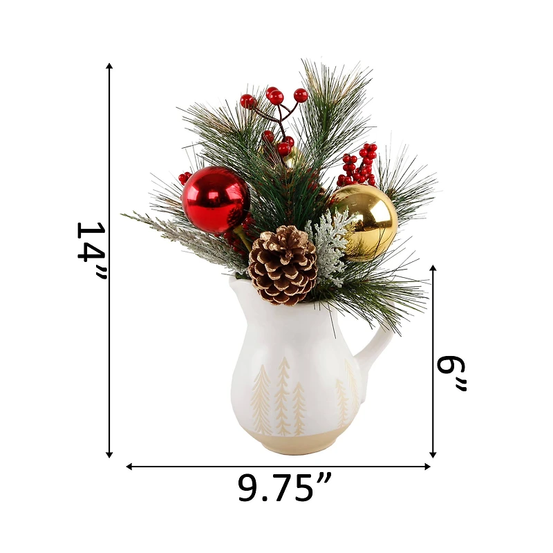 Christmas Mix In 14" Ceramic Watering Pot