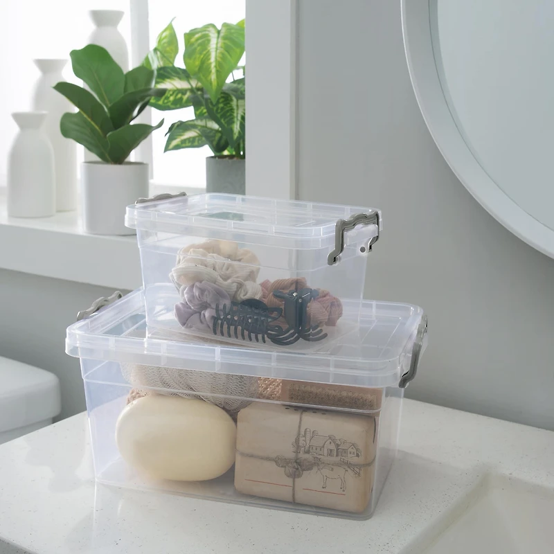 Simplify 1.75L Clear Stackable Storage Bin with Handle