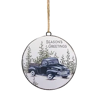 6.5" Truck & Tree Metal Disc Ornament, 12ct.