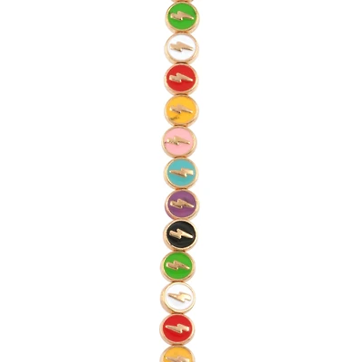 Multicolor Gold Lightning Enamel Metal Coin Beads, 7.5mm by Bead Landing™