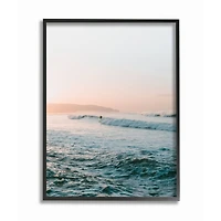 Stupell Industries Surfing the Tide Beach Wave Photograph Black Framed Wall Art
