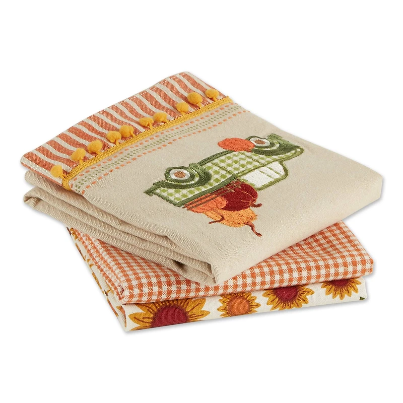DII® Pumpkin Patch Truck Dishtowel Set
