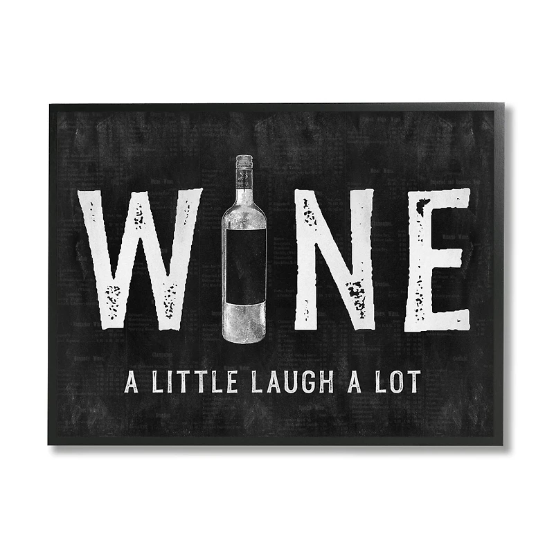 Stupell Industries Wine A Little Laugh A Lot Bottle Typography Framed Wall Art