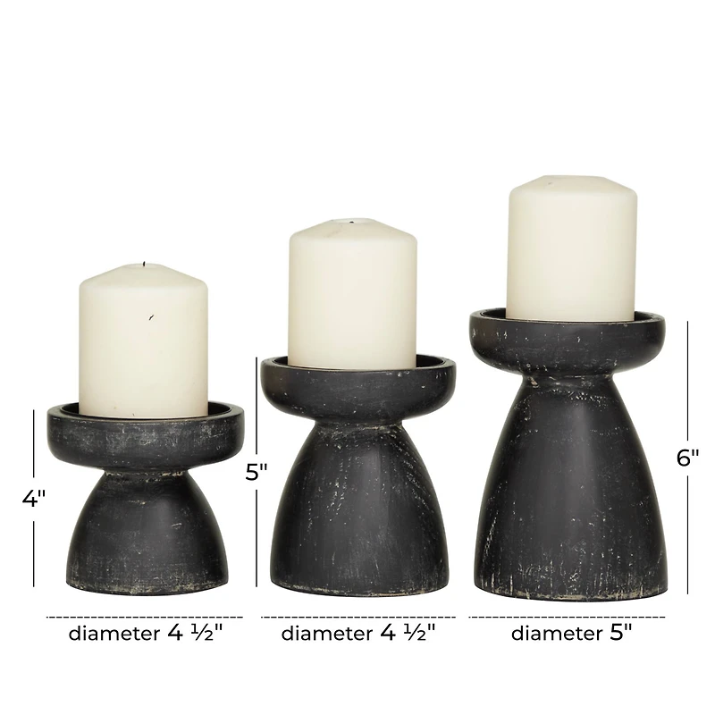 Black Traditional Candle Holder Set