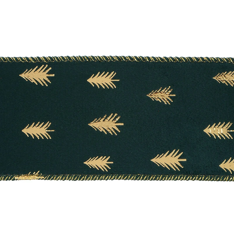 2.5" x 20ft. Green & Gold Trees Wired Ribbon by Celebrate It®