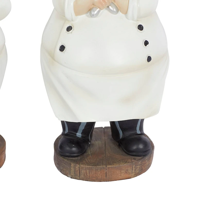 10" White Polystone Traditional Chef Sculpture, 3ct.