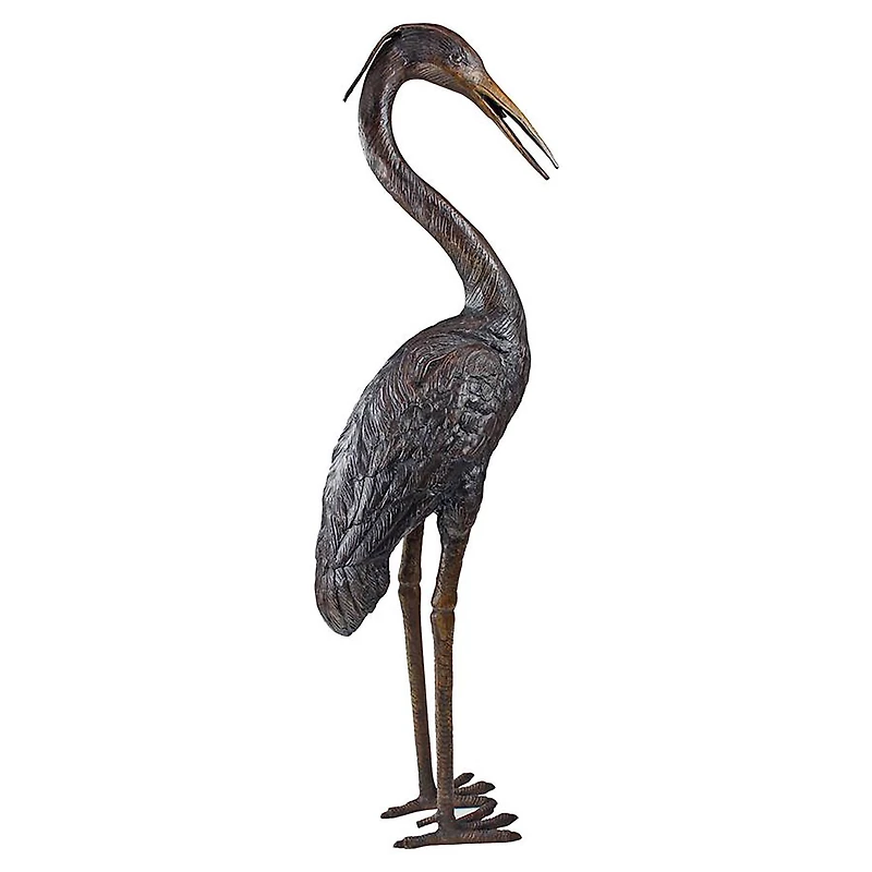 Design Toscano 37" Heron Head Low Cast Bronze Garden Statue