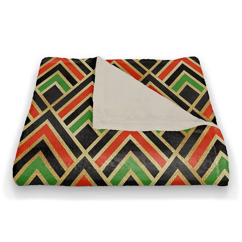 Kwanzaa Triangles Pattern Coral Fleece Blanket