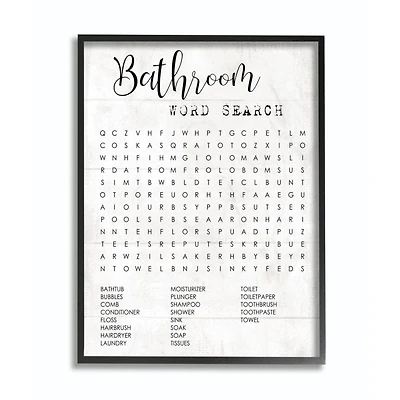 Stupell Industries Bathroom Word Search in Black Frame