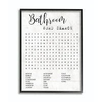 Stupell Industries Bathroom Word Search in Black Frame