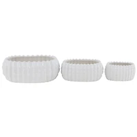 Set of 3 White Stoneware Traditional Planter, 9", 13", 17"